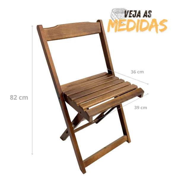 Kit Loja Para Casa - Mesa Dobrável de Madeira Maciça Envernizada com 4 Cadeiras - Design Elegante e Prático!